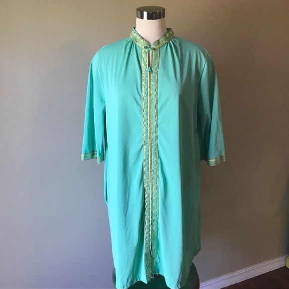 Vintage Other - Vintage 60s Mint Green and Gold Peignoir Nightgown